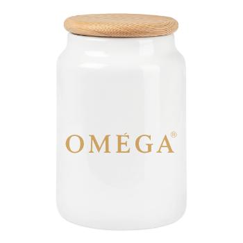 OMEGA - Keksdose mit Holzdeckel - Weiß - Vorne