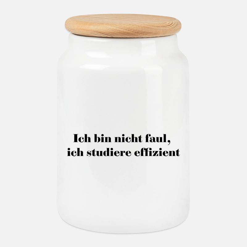 Ich bin nicht faul, ich studiere effizient - Keksdose mit Holzdeckel - Weiß