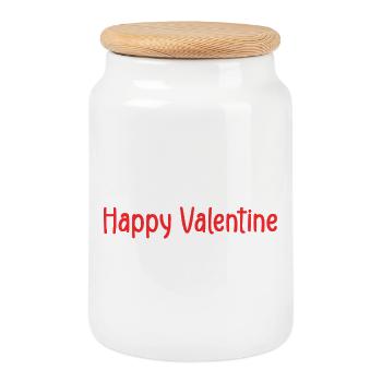 Frohen Valentinstag - Keksdose mit Holzdeckel - Weiß - Vorne