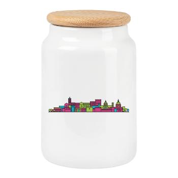 Skyline de la cathédrale de Palerme Art moderne en ligne - Boîte à biscuits avec couvercle en bois - blanc - Devant