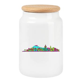 Skyline der schönen Stadt Promenade des Anglais Art - Keksdose mit Holzdeckel - Weiß - Vorne