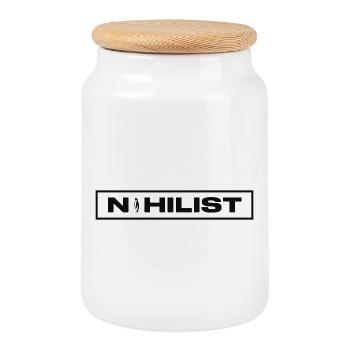 NIHILIST_PENGUIN_DARK - Cookie Jar with Wooden Lid - white - Front