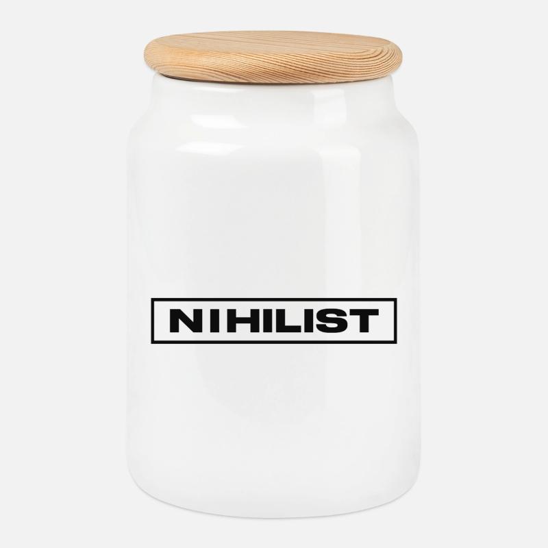 NIHILIST_DARK - Keksdose mit Holzdeckel - Weiß