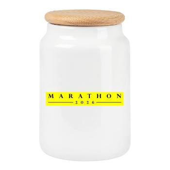 Marathon 2026 - Keksdose mit Holzdeckel - Weiß - Vorne
