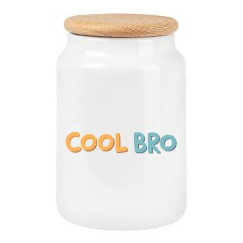 Brother Cool Retro Pop Typo - Cookie Jar with Wooden Lid - white - Front