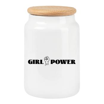 Le pouvoir des filles - Boîte à biscuits avec couvercle en bois - blanc - Devant