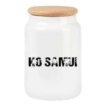 Ko Samui Thailand Palmen - Keksdose mit Holzdeckel - Weiß - Vorne