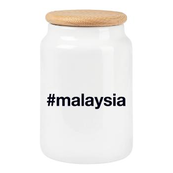 Malaysia Hashtag - Cookie Jar with Wooden Lid - white - Front