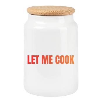 Let Me Cook Großdruck Statement - Keksdose mit Holzdeckel - Weiß - Vorne