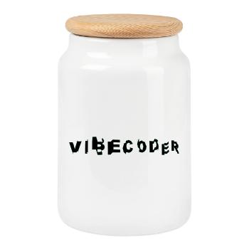 VibeCoder Glitch Neon - Cookie Jar with Wooden Lid - white - Front