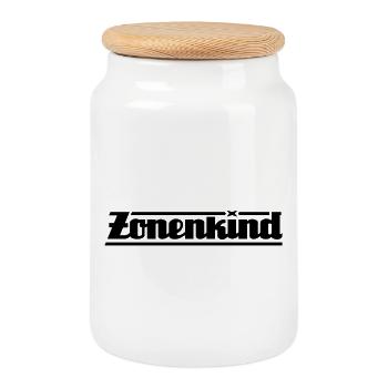 Zonenkind Schriftzug (Farbe änderbar) - Keksdose mit Holzdeckel - Weiß - Vorne