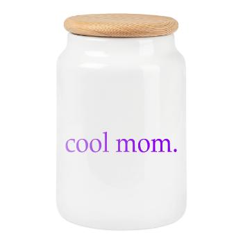 Mom Cool Mom Saying - Cookie Jar with Wooden Lid - white - Front