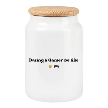 Dating a Gamer be like - Keksdose mit Holzdeckel - Weiß - Vorne