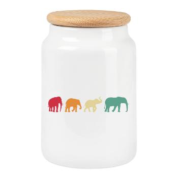 Elephant Vintage Gift Africa - Boîte à biscuits avec couvercle en bois - blanc - Devant