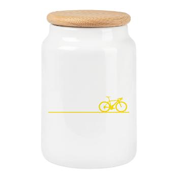 Bicycle Cycling Gift - Cookie Jar with Wooden Lid - white - Front