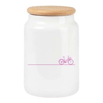 Women's bike bike - Cookie Jar with Wooden Lid - white - Front