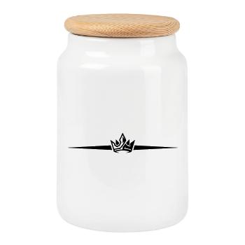 Ligne de la couronne - Boîte à biscuits avec couvercle en bois - blanc - Devant