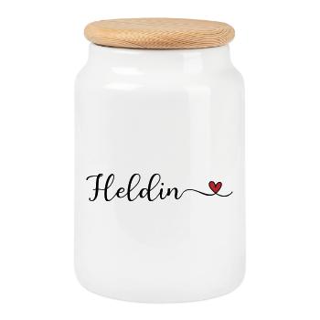 Heroine - Cookie Jar with Wooden Lid - white - Front