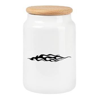 Flame - Cookie Jar with Wooden Lid - white - Front