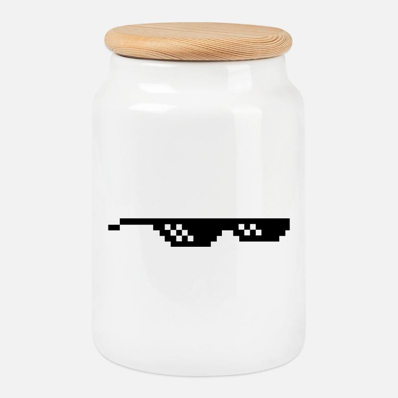Deal with it Sonnenbrille Pixelbrille - Keksdose mit Holzdeckel - Weiß
