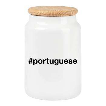 PORTUGUESE Hashtag Portugiesisch Portugal - Cookie Jar with Wooden Lid - white - Front