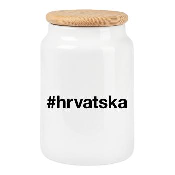 CROATIE Hrvatska Croate Hashtag croate - Boîte à biscuits avec couvercle en bois - blanc - Devant