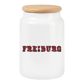 Freiburg College (Vintage Schwarz/Rot) - Keksdose mit Holzdeckel - Weiß - Vorne