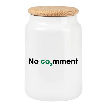 No CO2 Comment – Clean Energy Statement - Cookie Jar with Wooden Lid - white - Front