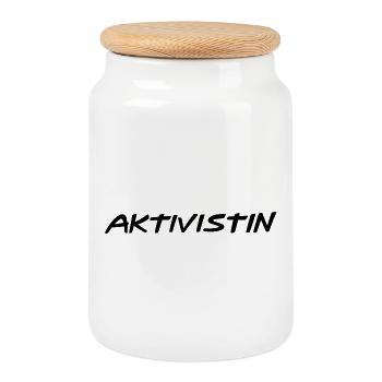 Aktivistin - Keksdose mit Holzdeckel - Weiß - Vorne