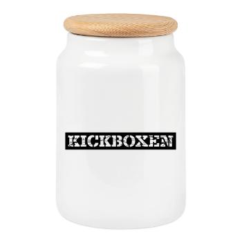 Kickboxen - Keksdose mit Holzdeckel - Weiß - Vorne