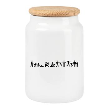 Best Father, Dad and Son, Father and Son, dad - Cookie Jar with Wooden Lid - white - Front