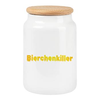 Bierchenkiller, Biertrinker, Bierchen, Bier - Keksdose mit Holzdeckel - Weiß - Vorne