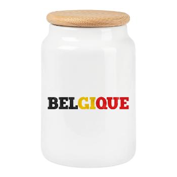Belgique - Boîte à biscuits avec couvercle en bois - blanc - Devant