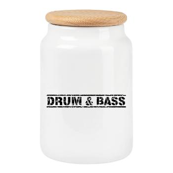 Drum Bass - Cookie Jar with Wooden Lid - white - Front