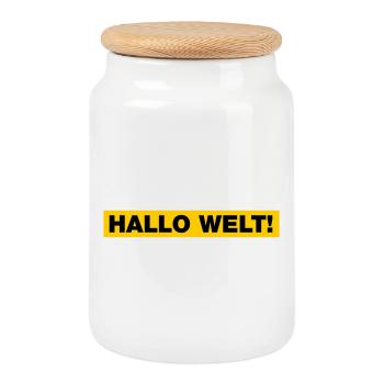 Hallo Welt! - Keksdose mit Holzdeckel - Weiß - Vorne