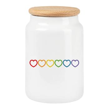 Regenbogen LGBT Herzen white lgbt tshirt - Keksdose mit Holzdeckel - Weiß - Vorne