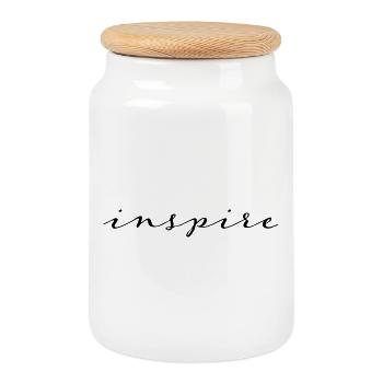Inspire - Cookie Jar with Wooden Lid - white - Front