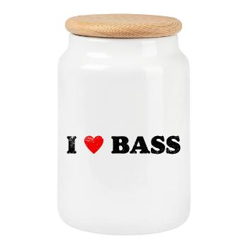 J’aime la basse - Boîte à biscuits avec couvercle en bois - blanc - Devant