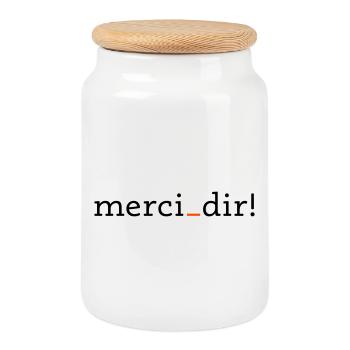 merci dir - 2 Farben - Keksdose mit Holzdeckel - Weiß - Vorne