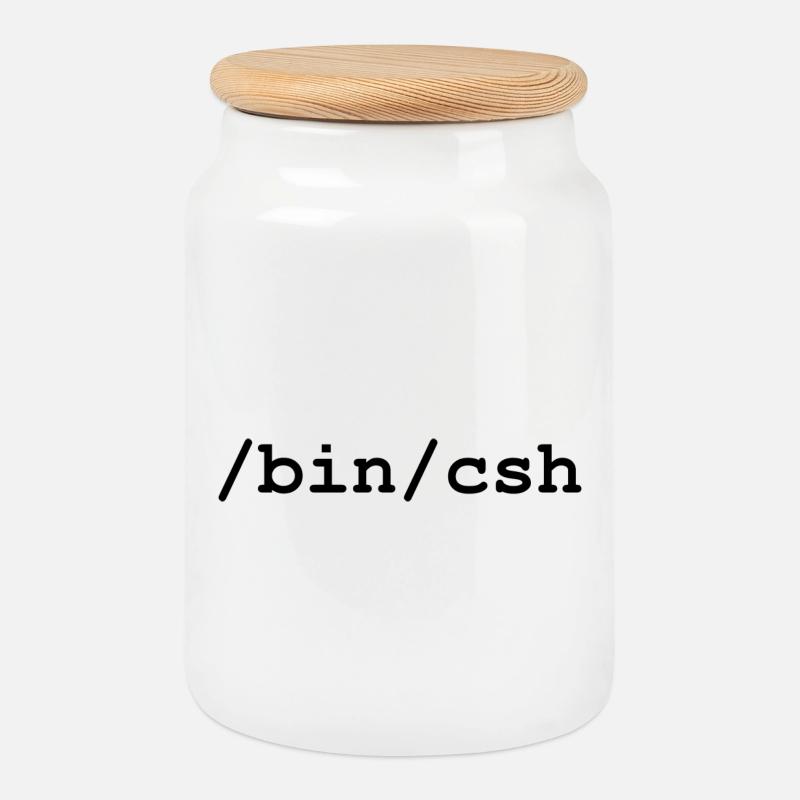 C shell - /bin/csh - Cookie Jar with Wooden Lid - white
