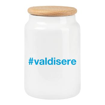 Val d'Isere Hashtag - Keksdose mit Holzdeckel - Weiß - Vorne