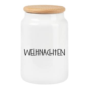 Weihnachten - Keksdose mit Holzdeckel - Weiß - Vorne