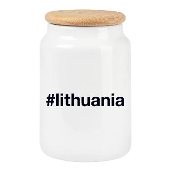 LITHUANIA Hashtag - Cookie Jar with Wooden Lid - white - Front