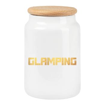 Glamping Gold Luxury Camping Camper Holiday Exclusive - Boîte à biscuits avec couvercle en bois - blanc - Devant