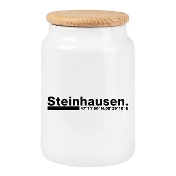 Steinhausen coordinates Canton Zug Zuger Zugerin - Cookie Jar with Wooden Lid - white - Front
