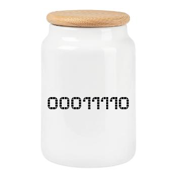 Binary notation - 30 - Cookie Jar with Wooden Lid - white - Front