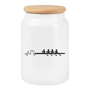 Rowing Heartbeat Women's Fours - Cookie Jar with Wooden Lid - white - Front