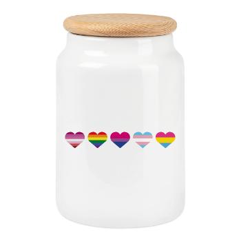 Rainbow Heart - Cookie Jar with Wooden Lid - white - Front
