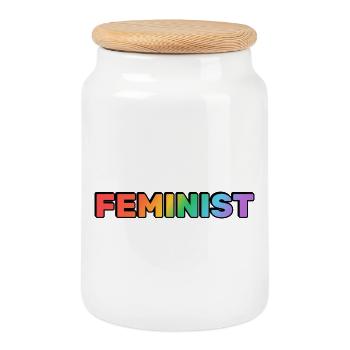 FEMINIST rainbow - Cookie Jar with Wooden Lid - white - Front
