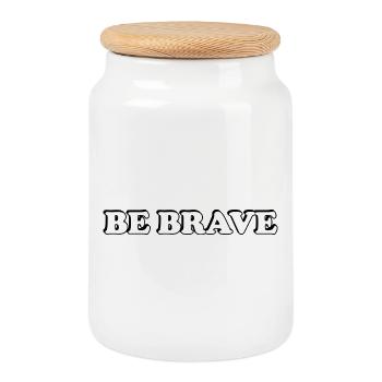 BE BRAVE - Cookie Jar with Wooden Lid - white - Front